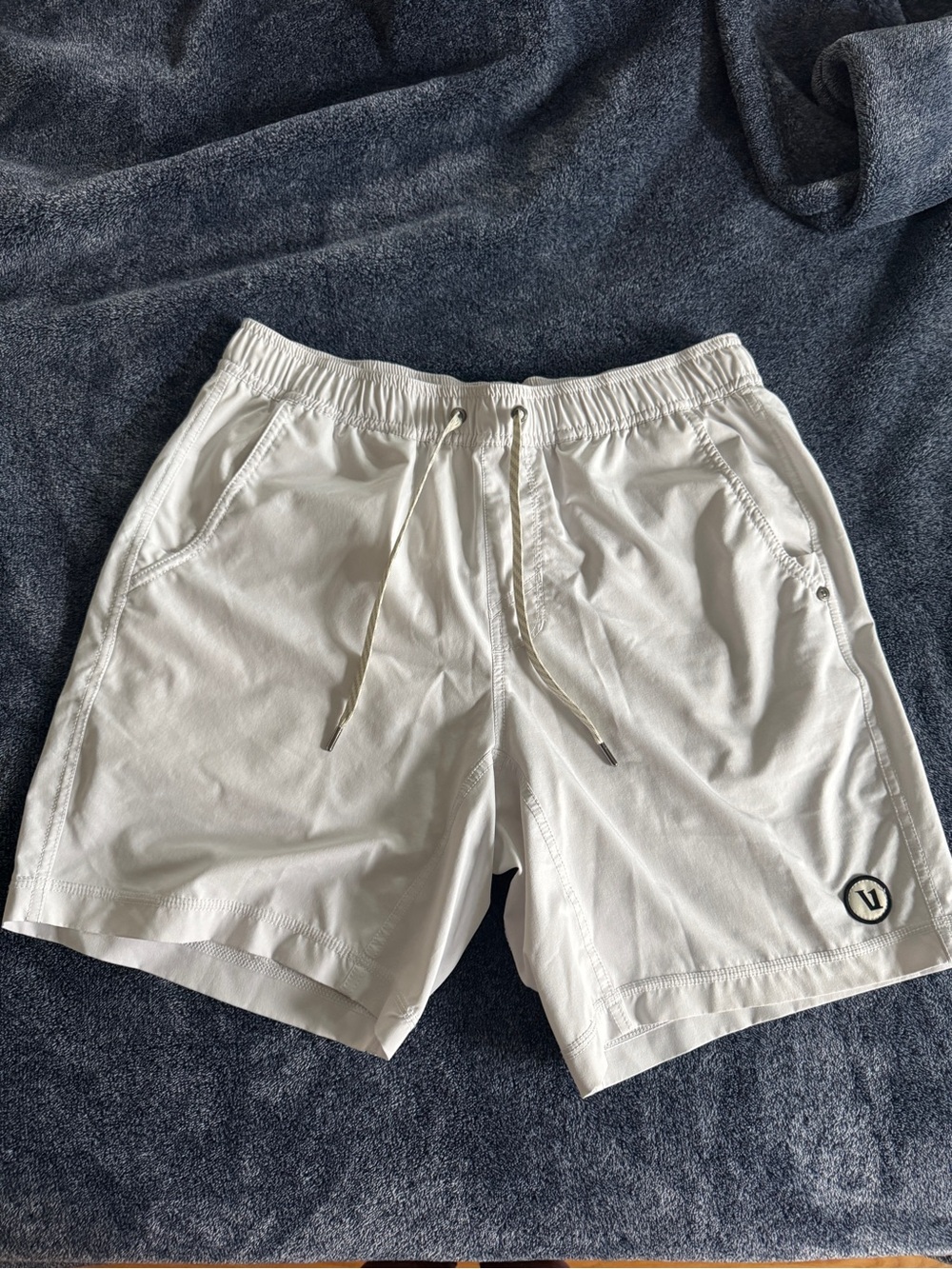 Vuori Sky Gray Athletic Shorts with Drawstring
